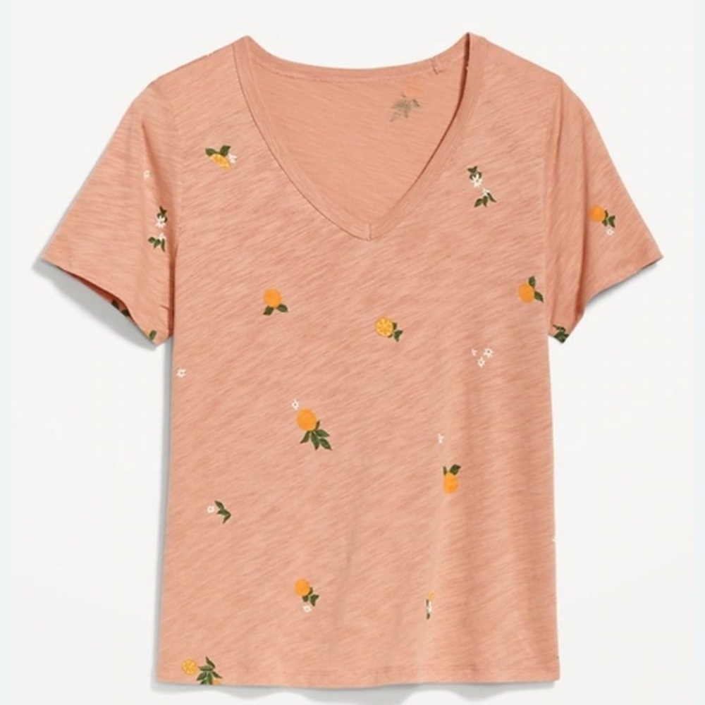 Old Navy EveryWear Printed Slub-Knit T-Shirt Heathered Orange. Sz XL